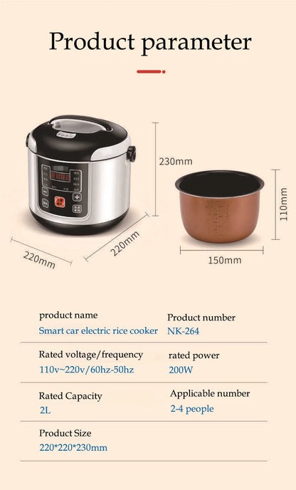 Portable Electric Rice Cooker 2L for Cars, Trucks & Travel