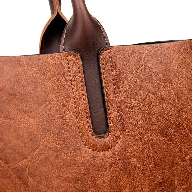 Vintage Oil-Skin Effect Tote Bag