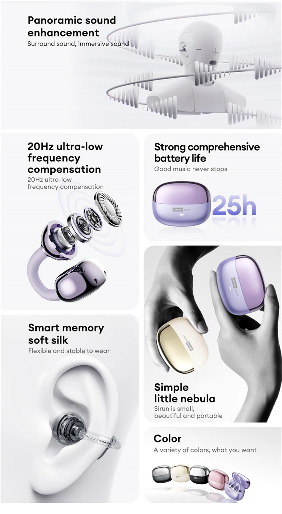 Lenovo LE302 Open-Ear Wireless Earbuds