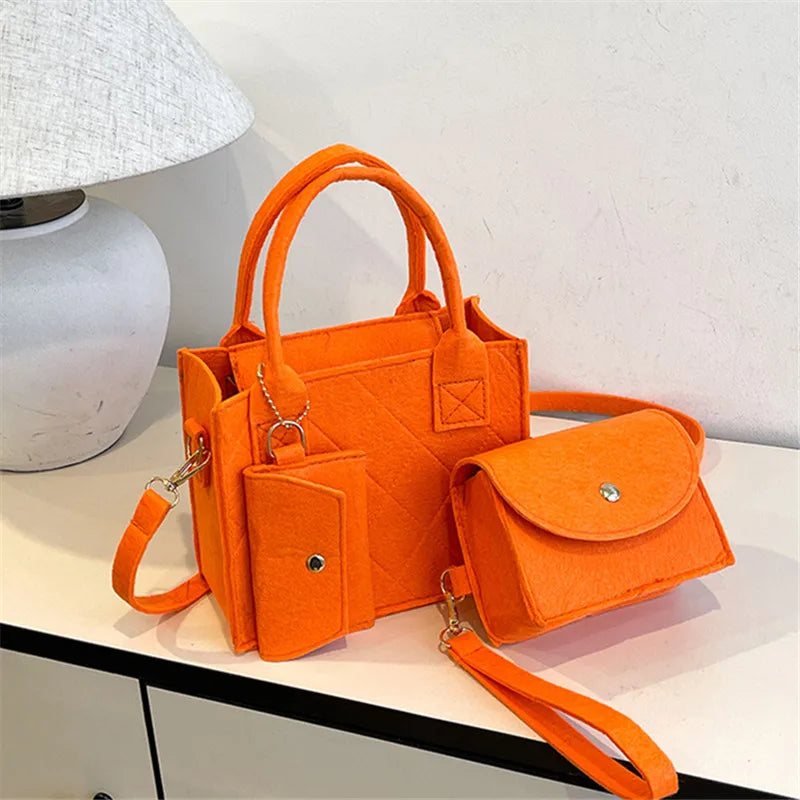 Felt Tote, Crossbody Bag & Wallet Set for Everyday Use