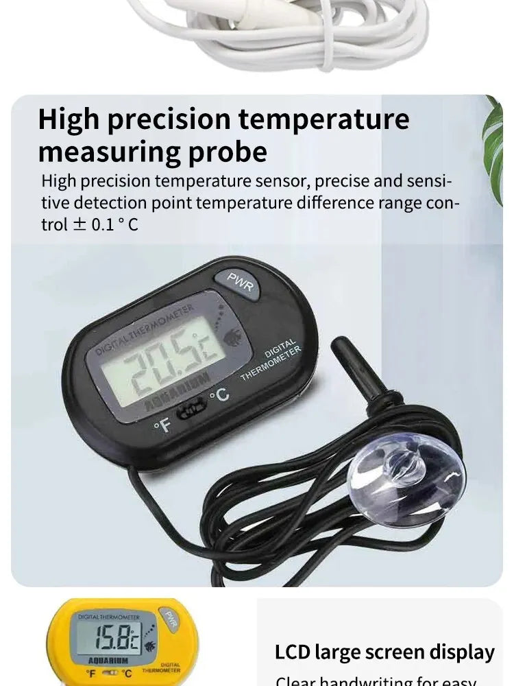 Waterproof LCD Fish Tank & Reptile Habitat Thermometer