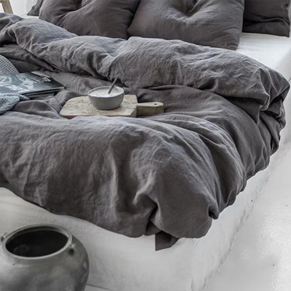 100% Linen Stone Washed Duvet Cover Set