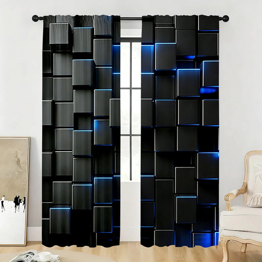 Neon Cube Sheer Curtains 2Pcs Set