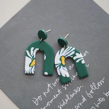 Flower Abstract Art Deco Pattern Earrings