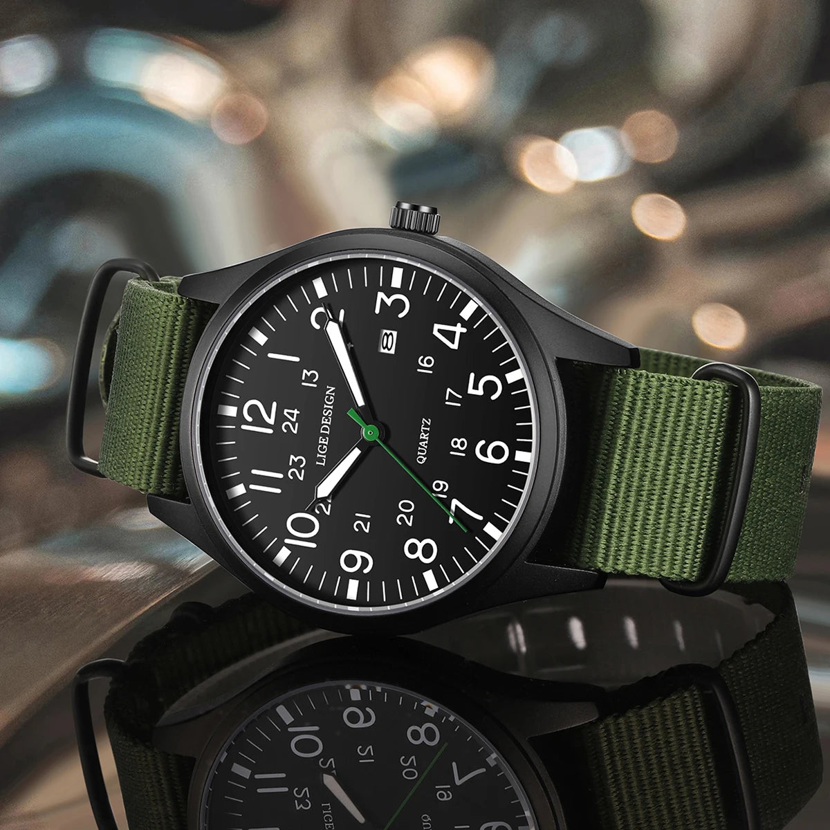 Men's Military Sports Quartz Watch with Nylon Strap