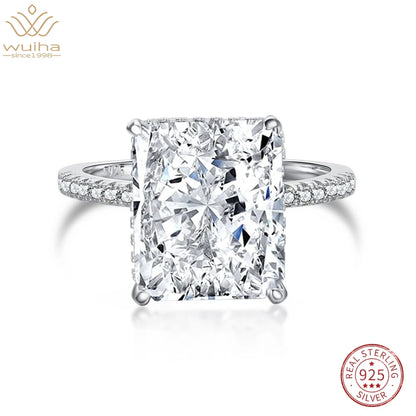 WUIHA Real 925 Sterling Silver 8CT White Sapphire Ring