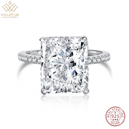 WUIHA Real 925 Sterling Silver 8CT White Sapphire Ring