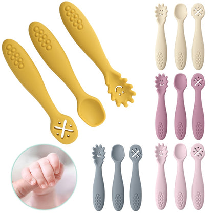 3pcs baby learning spoons utensils set