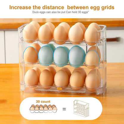3-Layer Egg Storage Box for Refrigerator – 30 Egg Holder Organizer