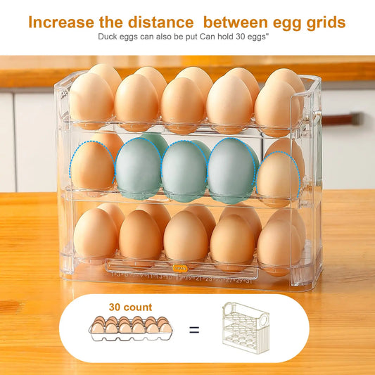 3-Layer Egg Storage Box for Refrigerator – 30 Egg Holder Organizer