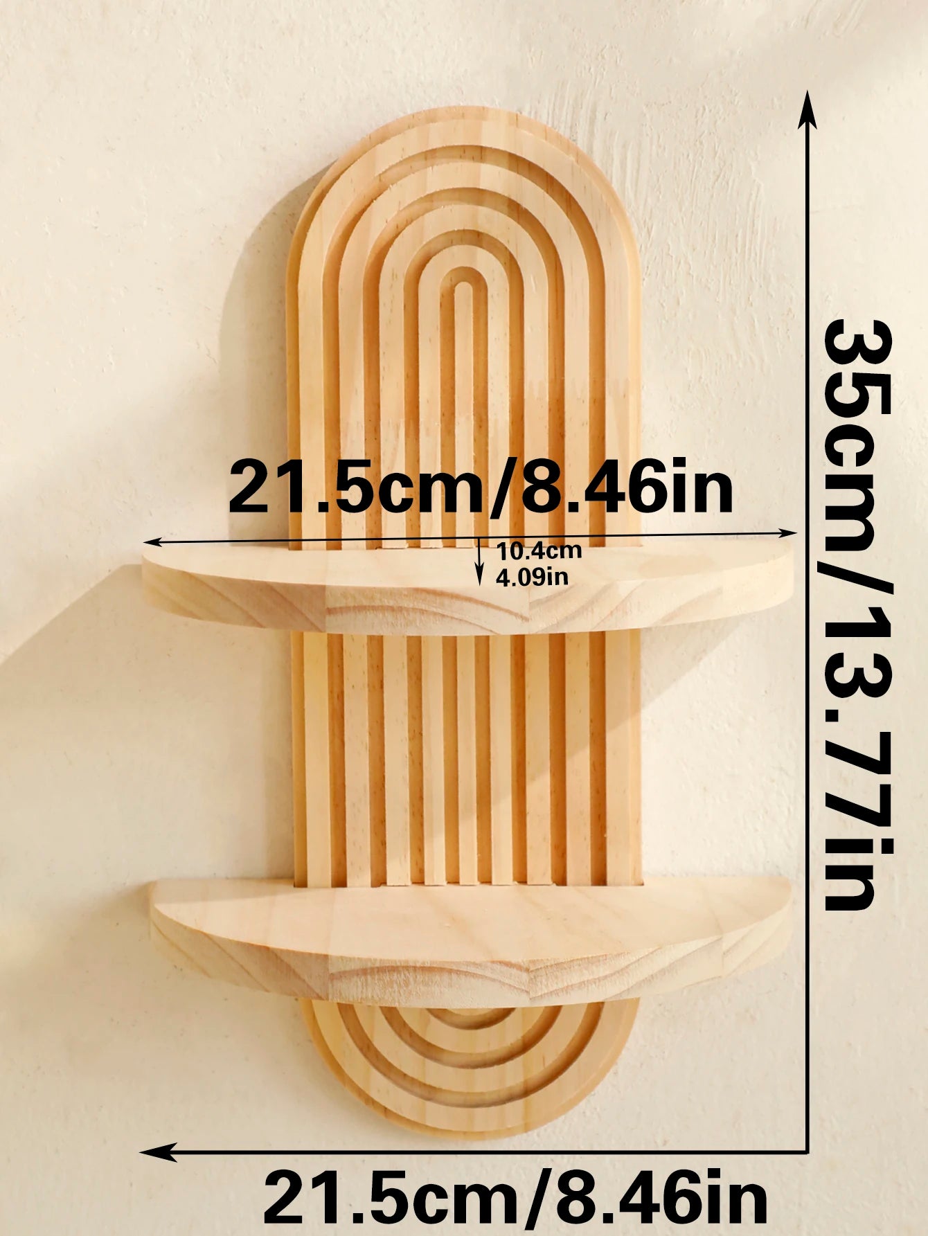 Geometric Natural Wood Wall Mounted Display Shelf