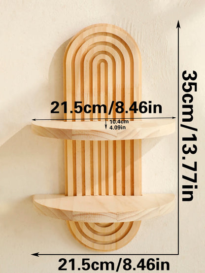 Geometric Natural Wood Wall Mounted Display Shelf