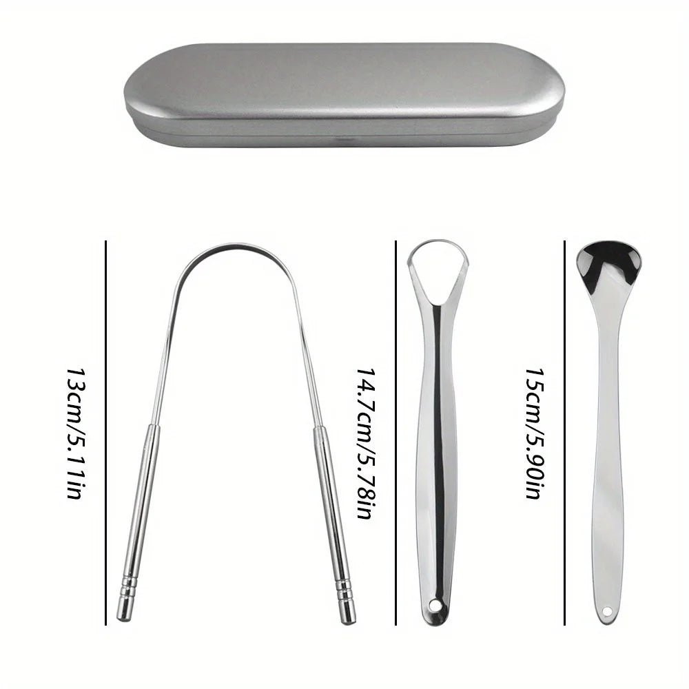 Stainless Steel Tongue Scraper Set