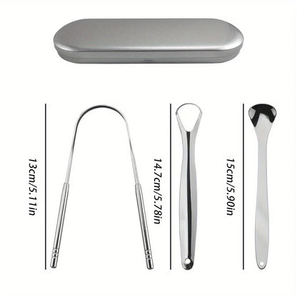 Stainless Steel Tongue Scraper Set