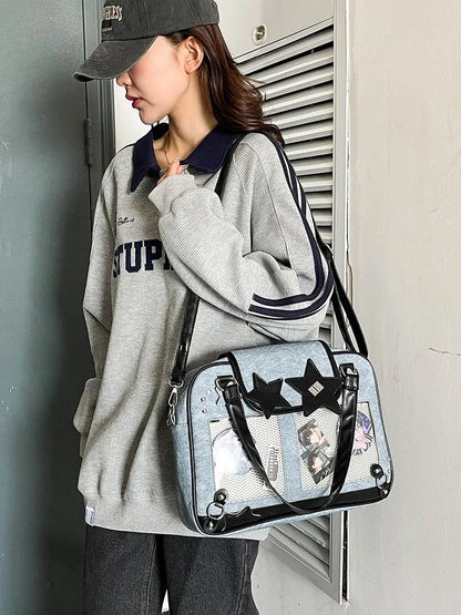 Transparent DIY Ita Shoulder Bag for Pins & Collectibles