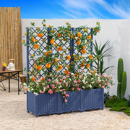 Raised Garden Planter Box with Climbing Trellis