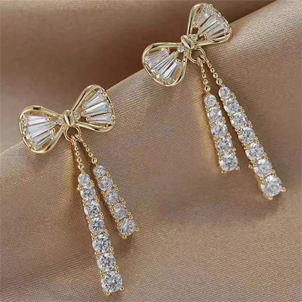 Bow Crystal Zircon Earrings