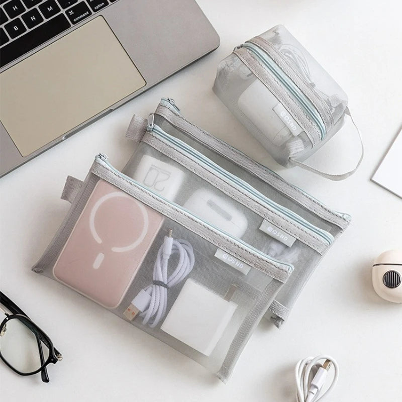 Transparent Mesh Storage Pouch Set