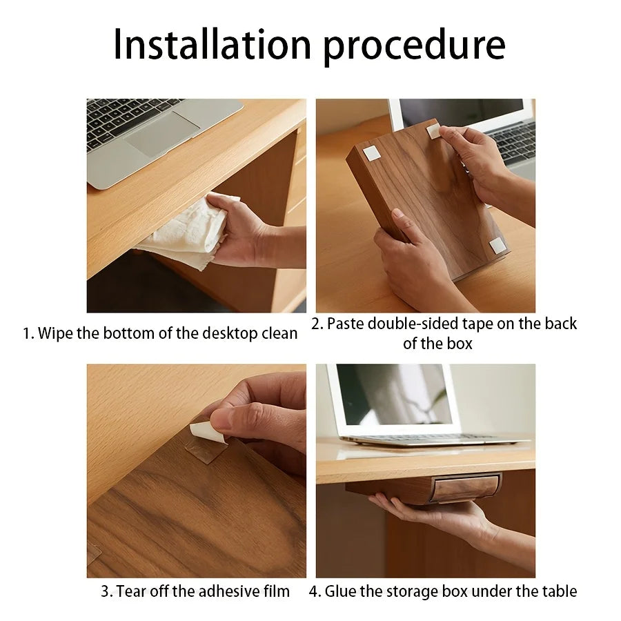 Wooden Under-Desk Drawer Organizer