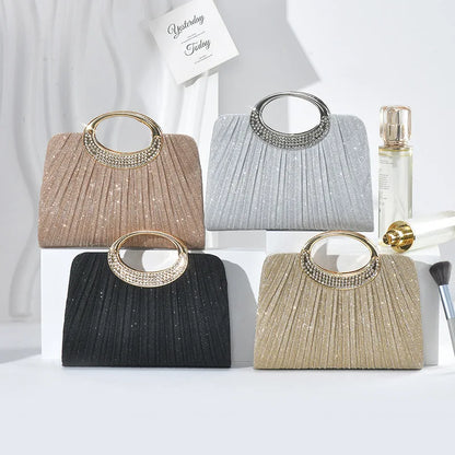 Pleated Shimmer Evening Clutch Bag