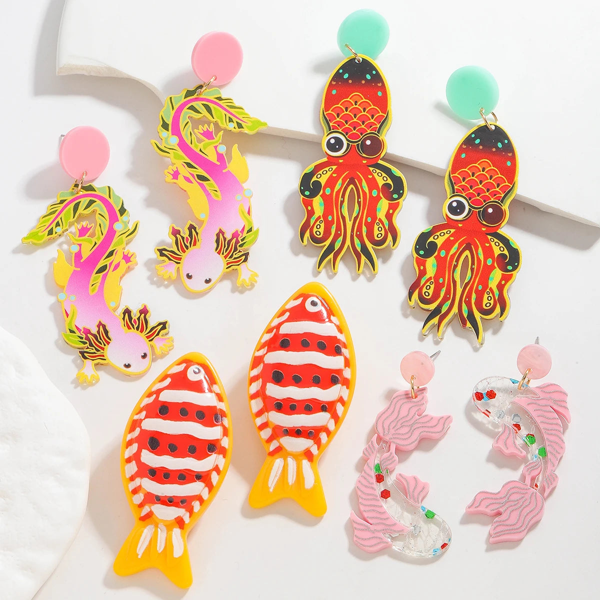 Creative Acrylic Fish Octopus Earrings