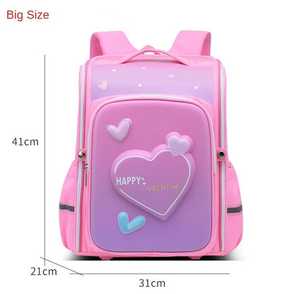 Girls Cartoon Heart School Backpack