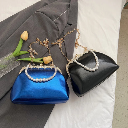 Luxury Pearl Chain Minaudière Shoulder Bag