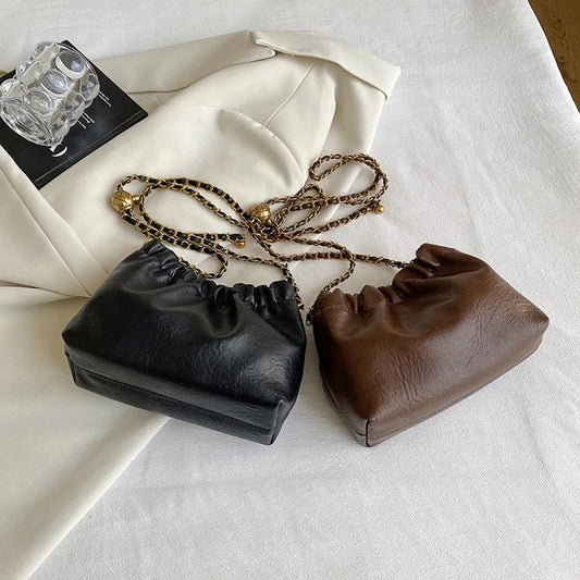 Pleated Chain Shoulder Bag for Women