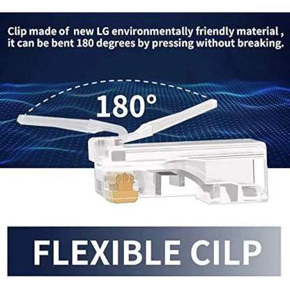 Pass-Through RJ45 Network Cable Connectors for Cat5e & Cat6 Ethernet Cables
