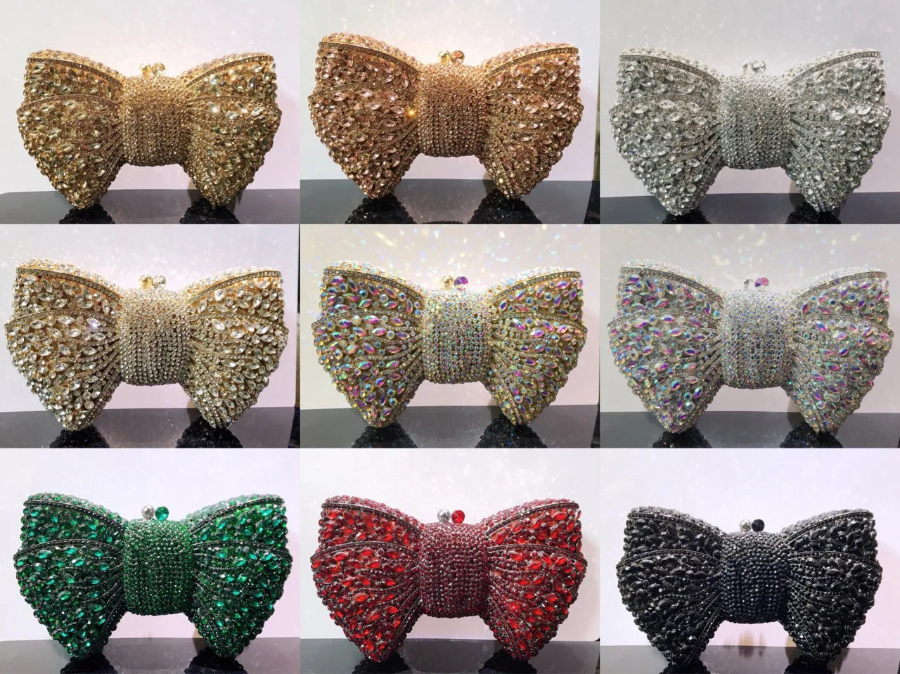Rhinestone Bow Evening Clutch