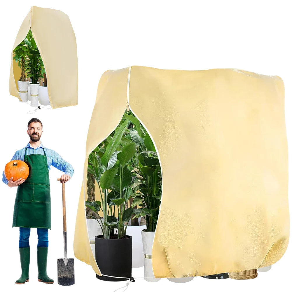 Breathable Winter Plant Protection Cover with Zipper & Drawstring