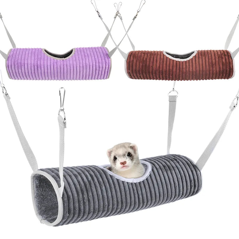 Plush Tunnel Hammock for Small Pets