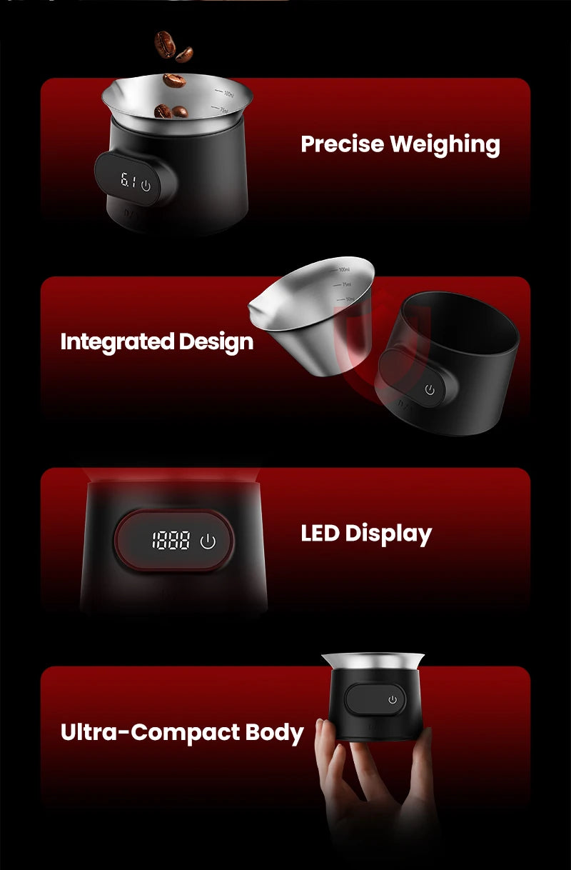 USB Rechargeable Coffee Scale with Stainless Steel Cup