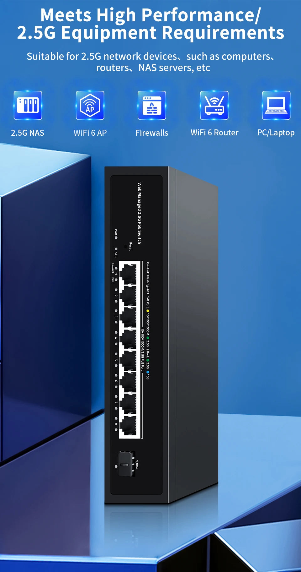2.5GbE Web Managed PoE Switch with VLAN, QoS & LACP