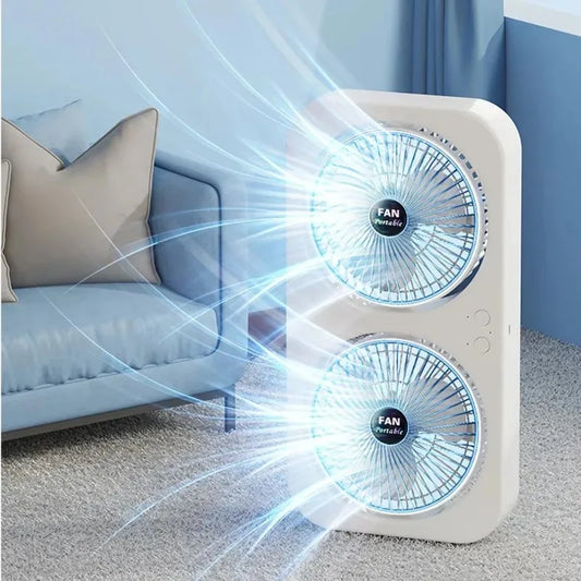 Dual Head USB Desk Fan Portable Cooling Fan
