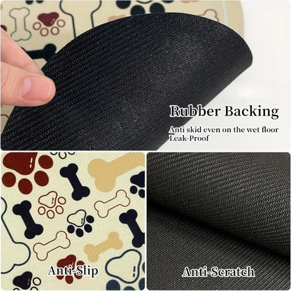 Non-Slip Diatom Mud Dog Feeding Mat with Paw Print Design
