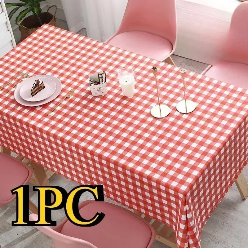Disposable Checkered Plastic Tablecloth