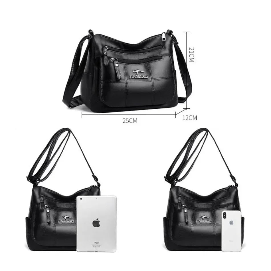 Casual Floral Embossed Leather Crossbody Shoulder Bag