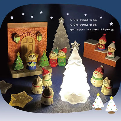 Glowing Christmas Cat Resin Figurine