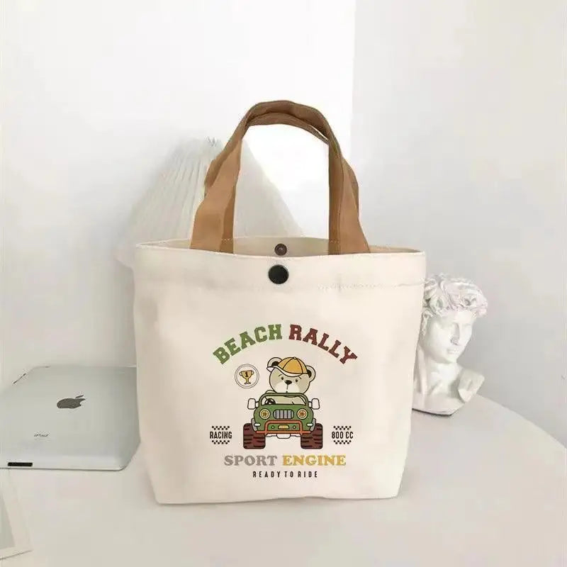 Cute Bear Canvas Mini Tote Bag
