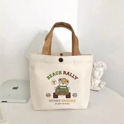 Cute Bear Canvas Mini Tote Bag