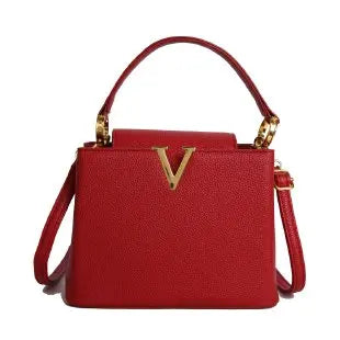 Buckled Leather Shoulder Handbag