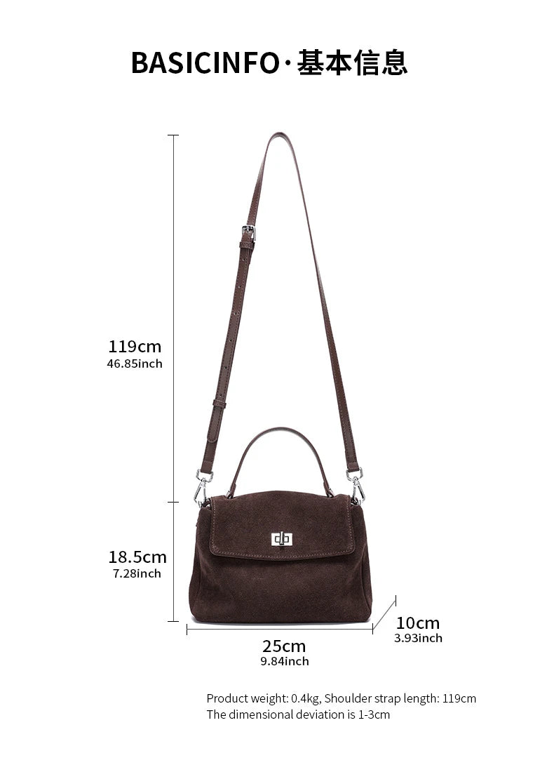 Women’s Suede Leather Flap Shoulder & Crossbody Bag