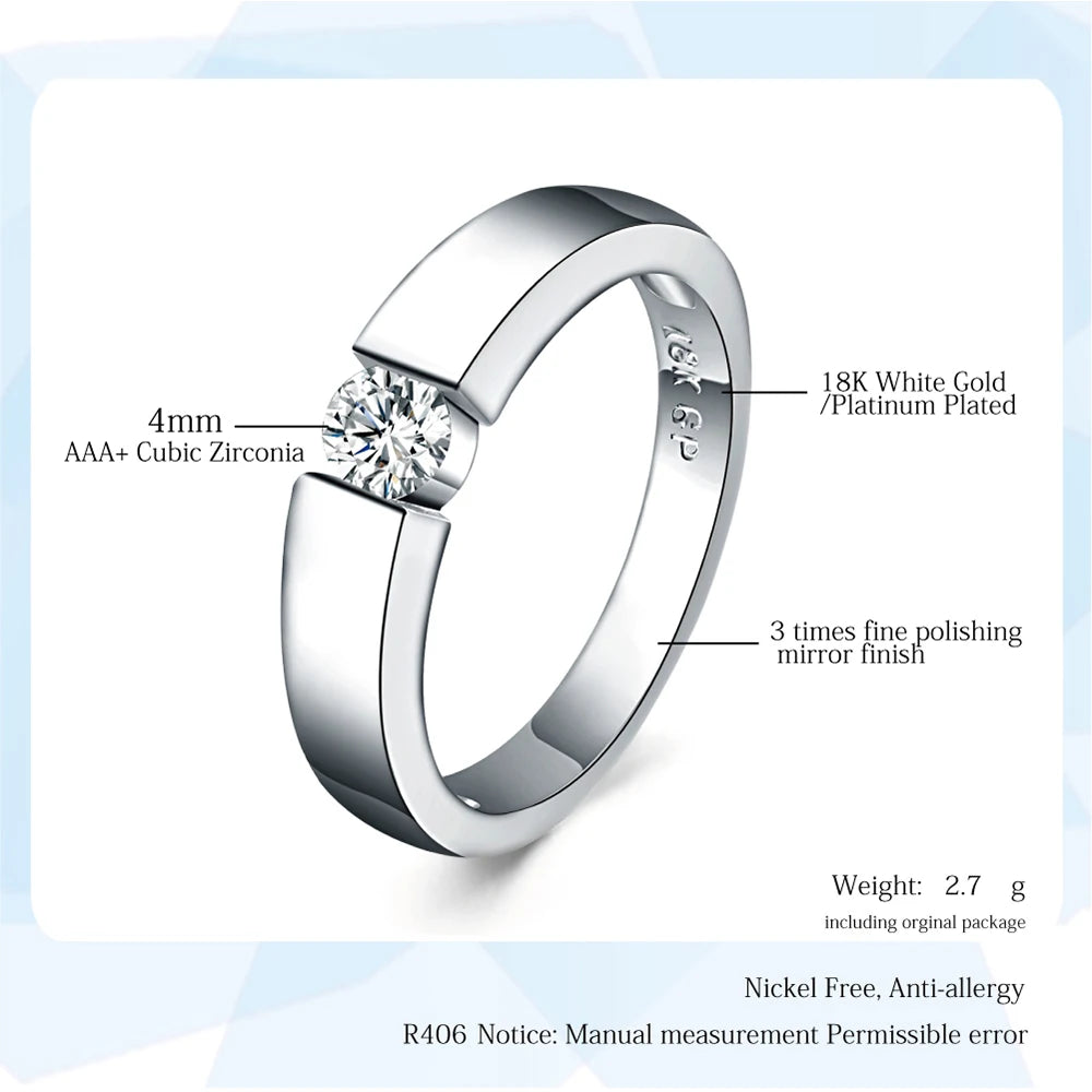 ZHOUYANG 4.5mm Cubic Zirconia Wedding Ring
