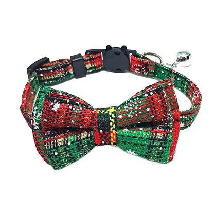 Plaid Cat Collar with Bow Tie & Bell – Adjustable Breakaway Pet Collar