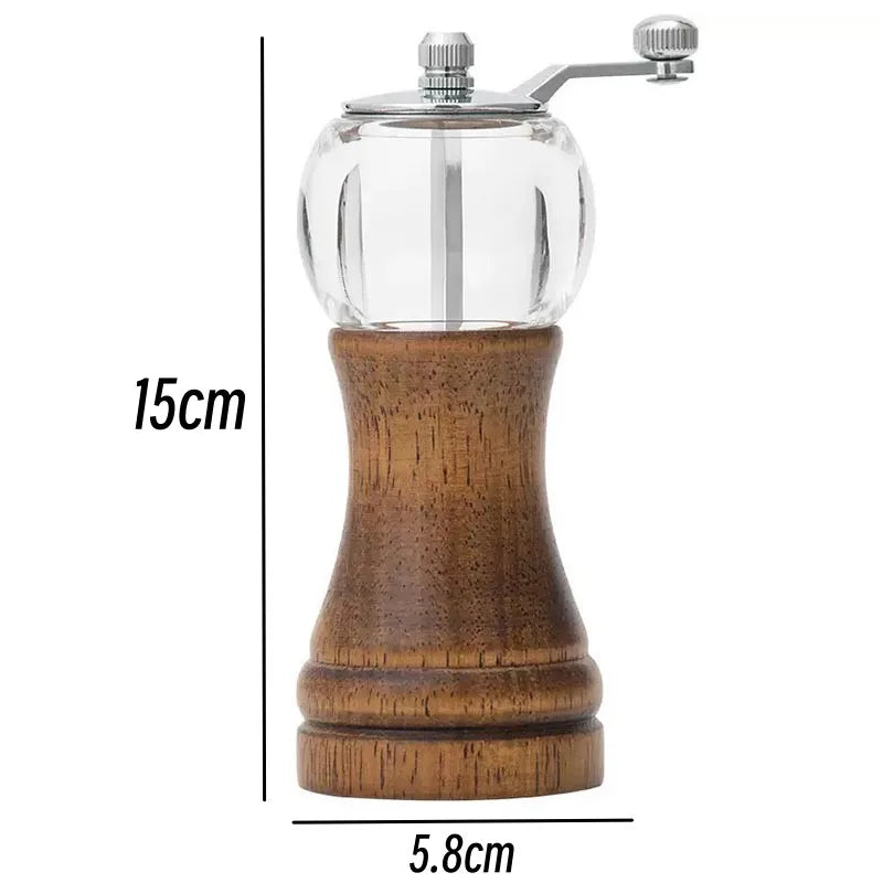 Hand-Crank Wooden Pepper Grinder