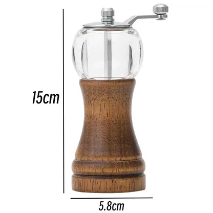 Hand-Crank Wooden Pepper Grinder