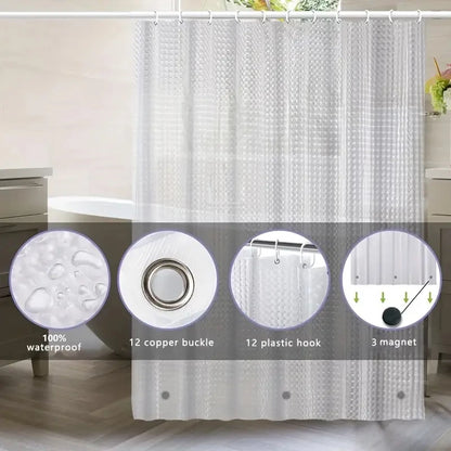 Clear Waterproof PEVA Shower Curtain Liner with Weighted Magnets