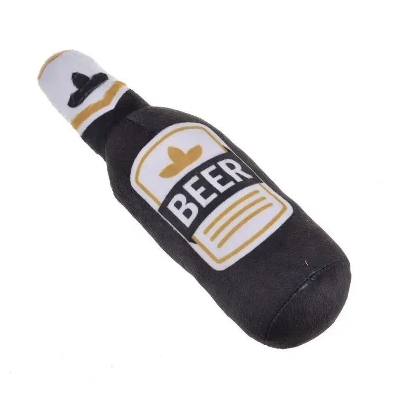 Beer Bottle Plush Squeaky Dog & Cat Toy