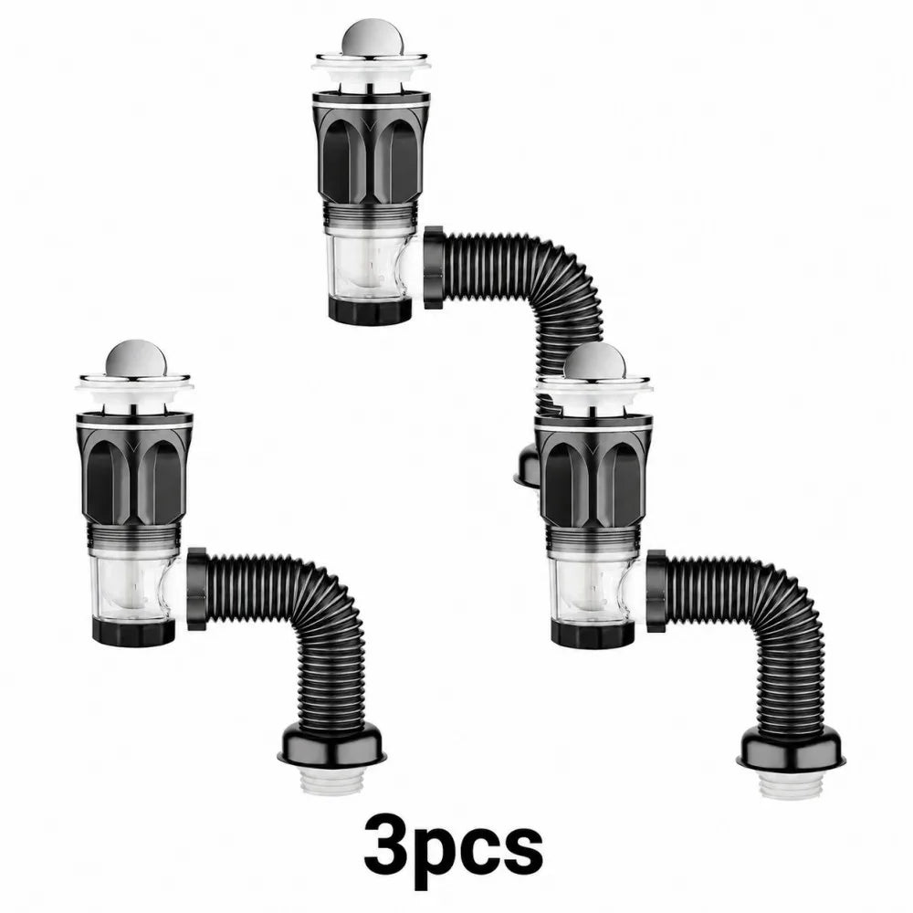 Kitchen & Bathroom Sink Drain Kit with Flexible Hose